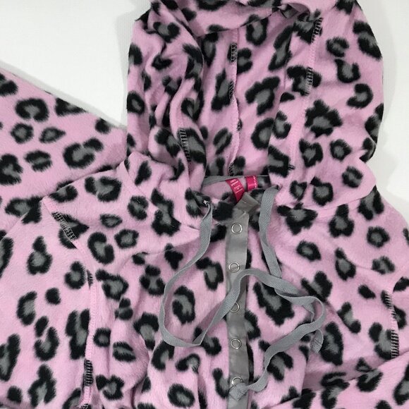 Pink Animal Print Fleece Footed Pajamas Hooded Women S, Jennifer Moore Jenni - Picture 8 of 12